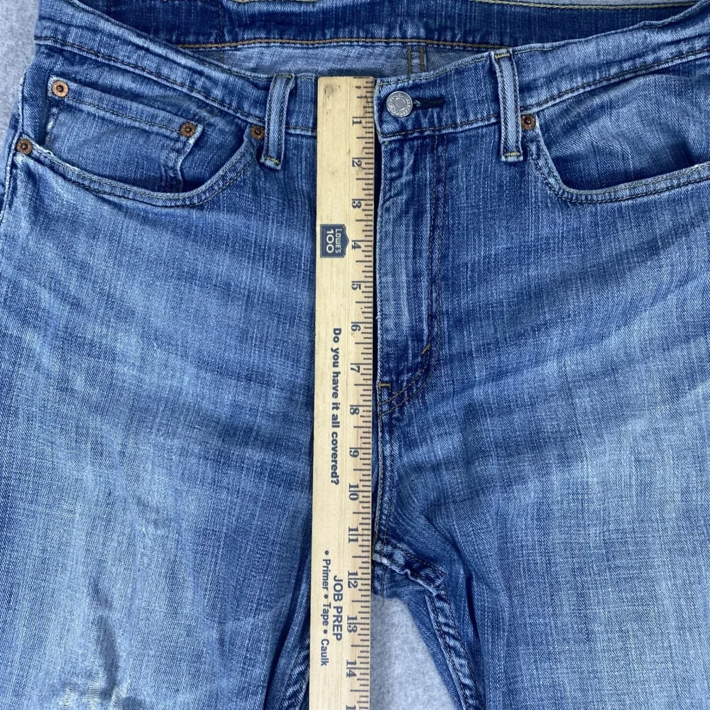 Levi 514 Straight Fit Jeans Mens 36x30 Blue Medium Wash Distressed Denim